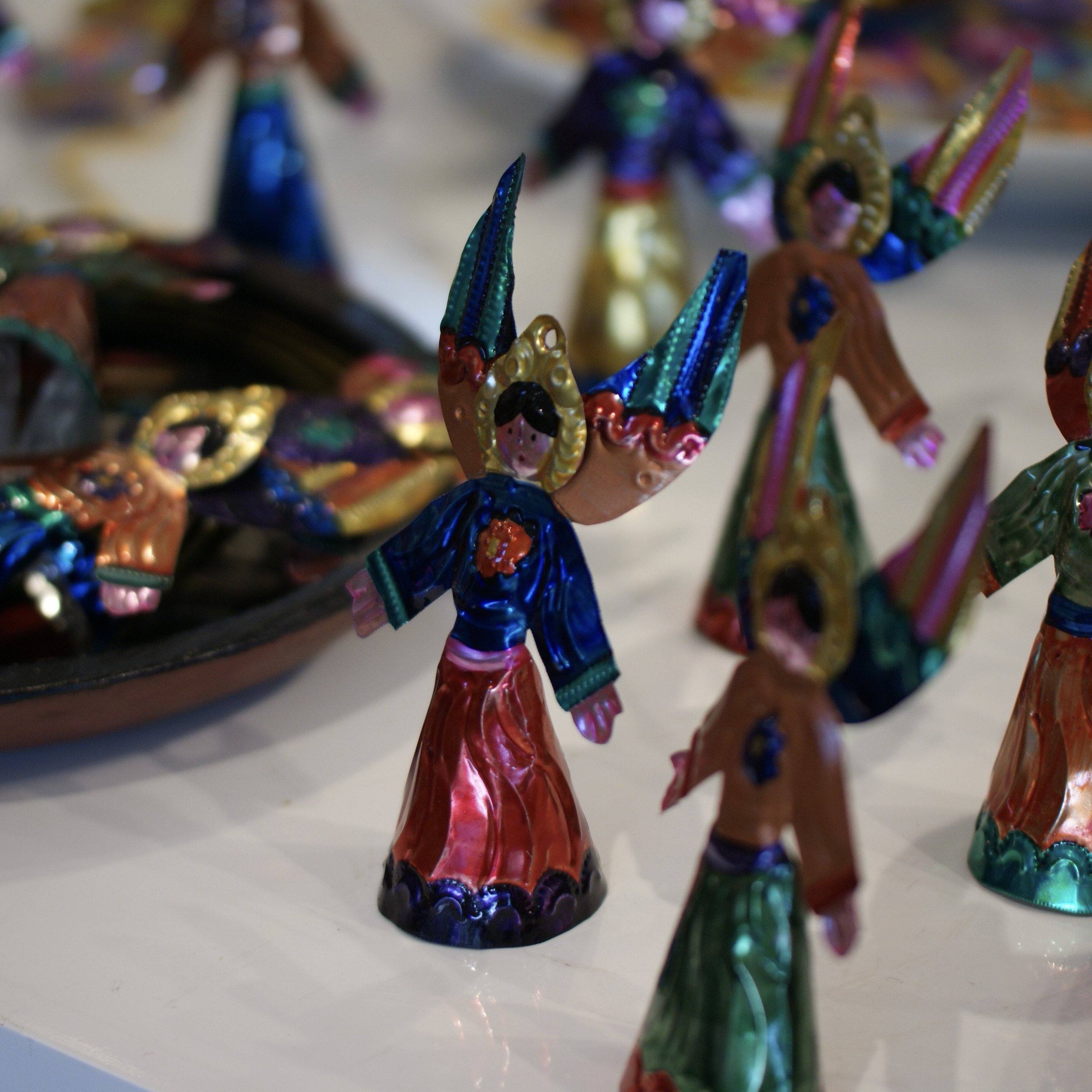 3-D Tin Angels, Shiny Finish Christmas Zinnia Folk Arts   