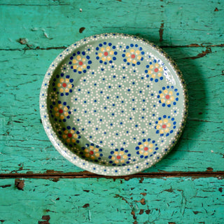 5.5" Capula Appetizer Plates, Ready to Ship Ceramics Zinnia Folk Arts Blue Green  