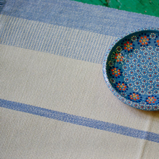 Cornflower and White Michoacán Hand Woven Placemats, Set of 2 Textile Zinnia Folk Arts   