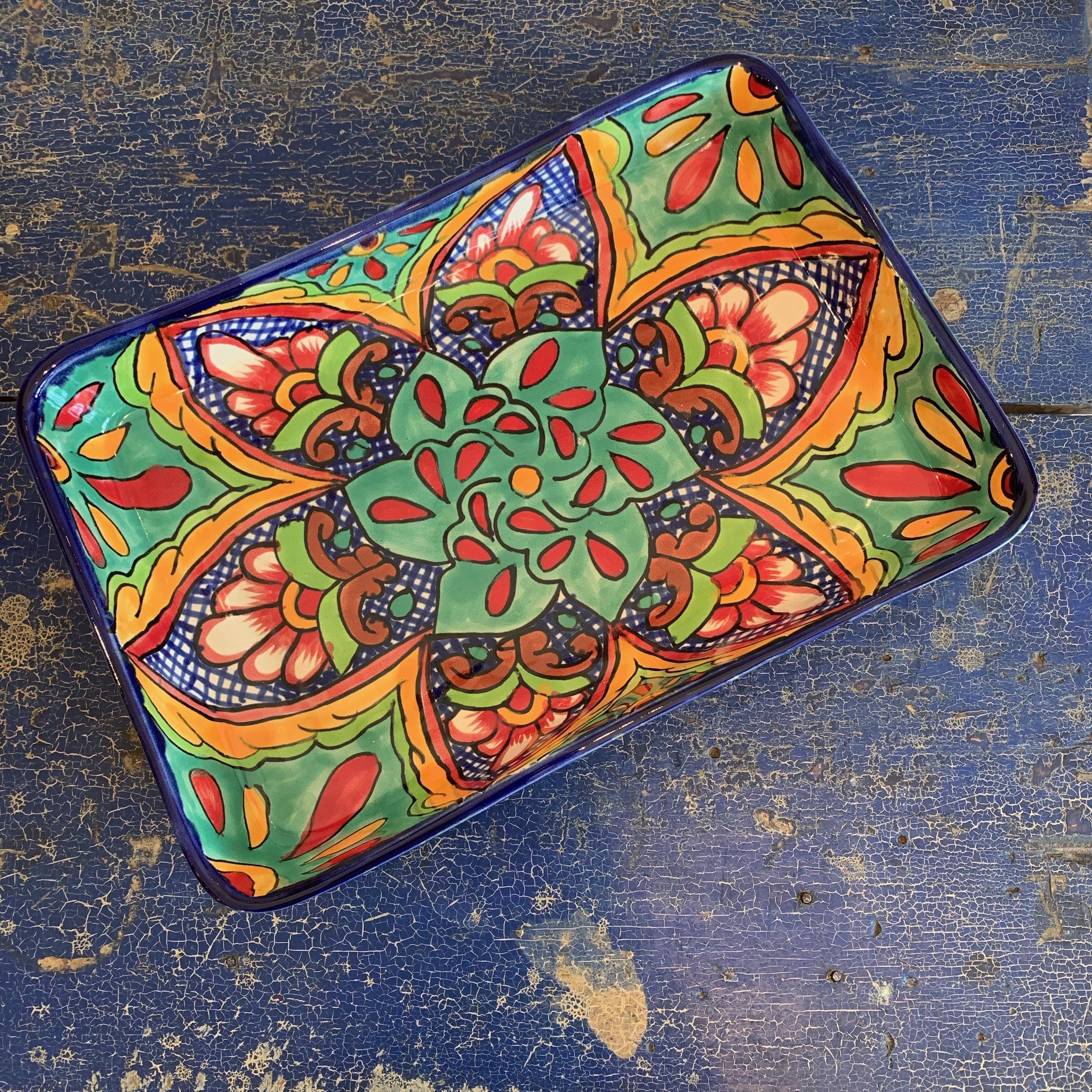 9 x 13" Mexican Talavera Baking Pan, Ready to Ship Ceramics Zinnia Folk Arts   