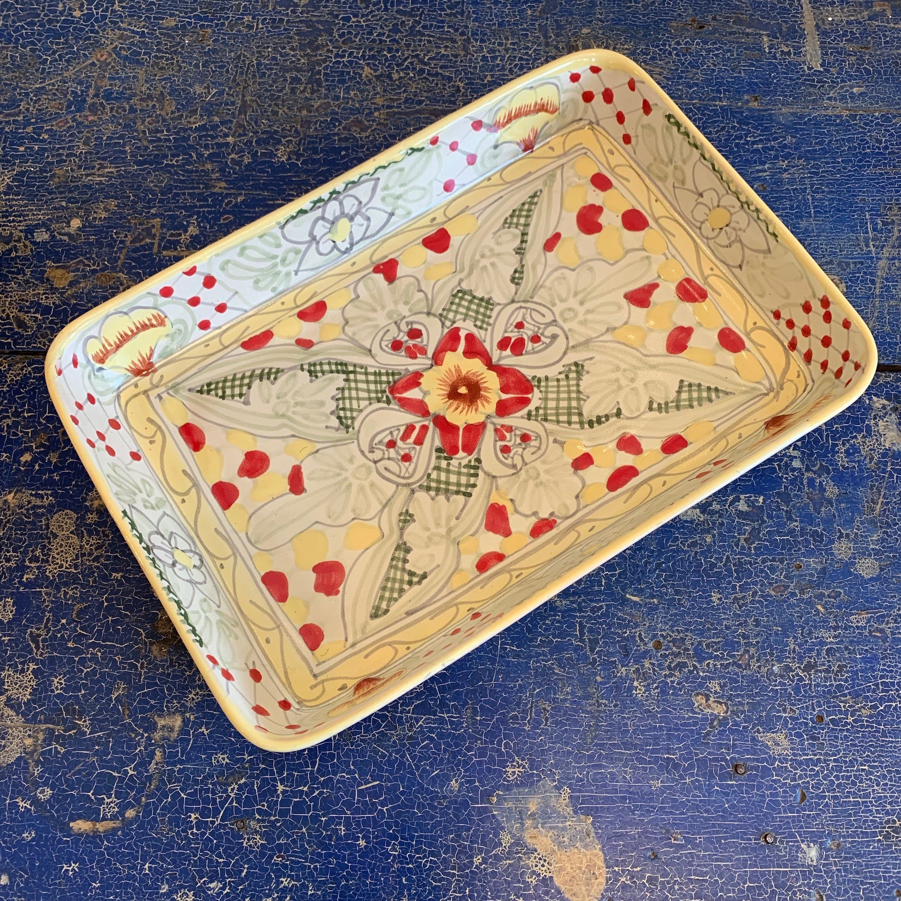 9 x 13" Mexican Talavera Baking Pan, Ready to Ship Ceramics Zinnia Folk Arts   