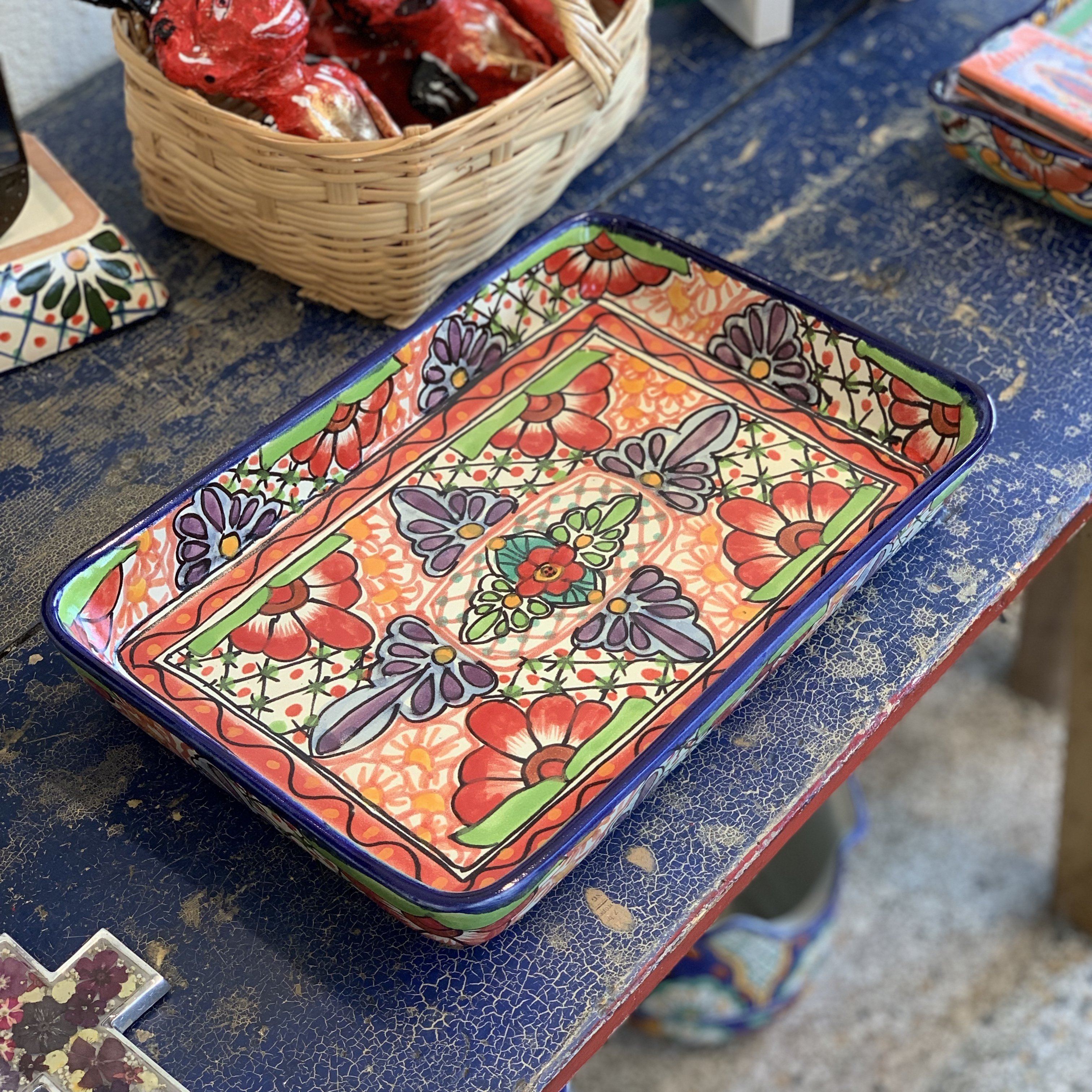 9 x 13" Mexican Talavera Baking Pan, Ready to Ship Ceramics Zinnia Folk Arts   