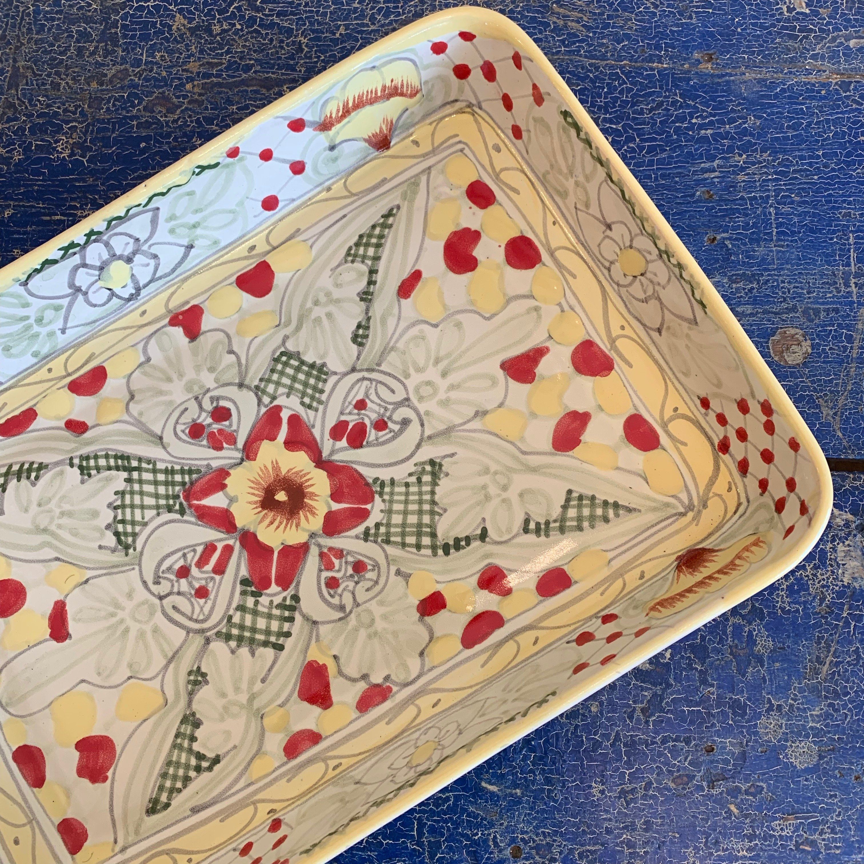 9 x 13" Mexican Talavera Baking Pan, Ready to Ship Ceramics Zinnia Folk Arts Amarillo  