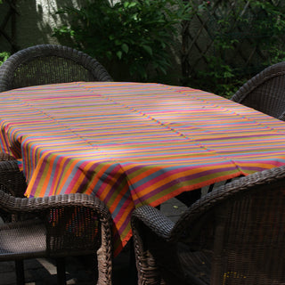 Colorful Woven Cotton Tablecloth, 78" by 55"  Zinnia Folk Arts   