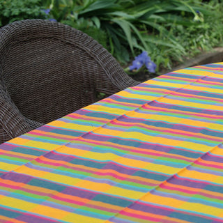 Colorful Woven Cotton Tablecloth, 78" by 55"  Zinnia Folk Arts   