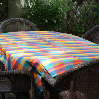 Colorful Woven Cotton Tablecloth, 78" by 55"  Zinnia Folk Arts   