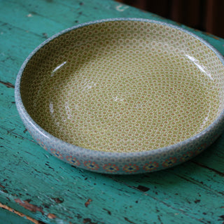 Shallow Sides Capula Round Baking Pan or Tray, Ready to Ship Ceramics Zinnia Folk Arts   