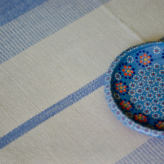 Cornflower and White Michoacán Hand Woven Placemats, Set of 2 Textile Zinnia Folk Arts   