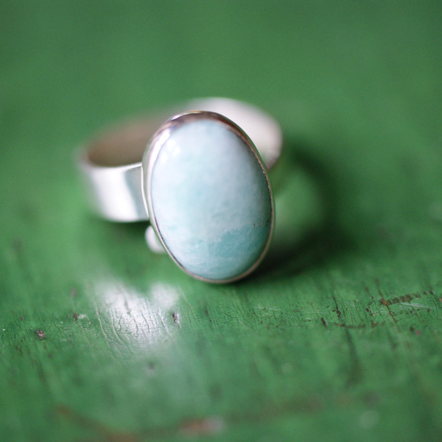 Adjustable Amazonite Rings  Zinnia Folk Arts   