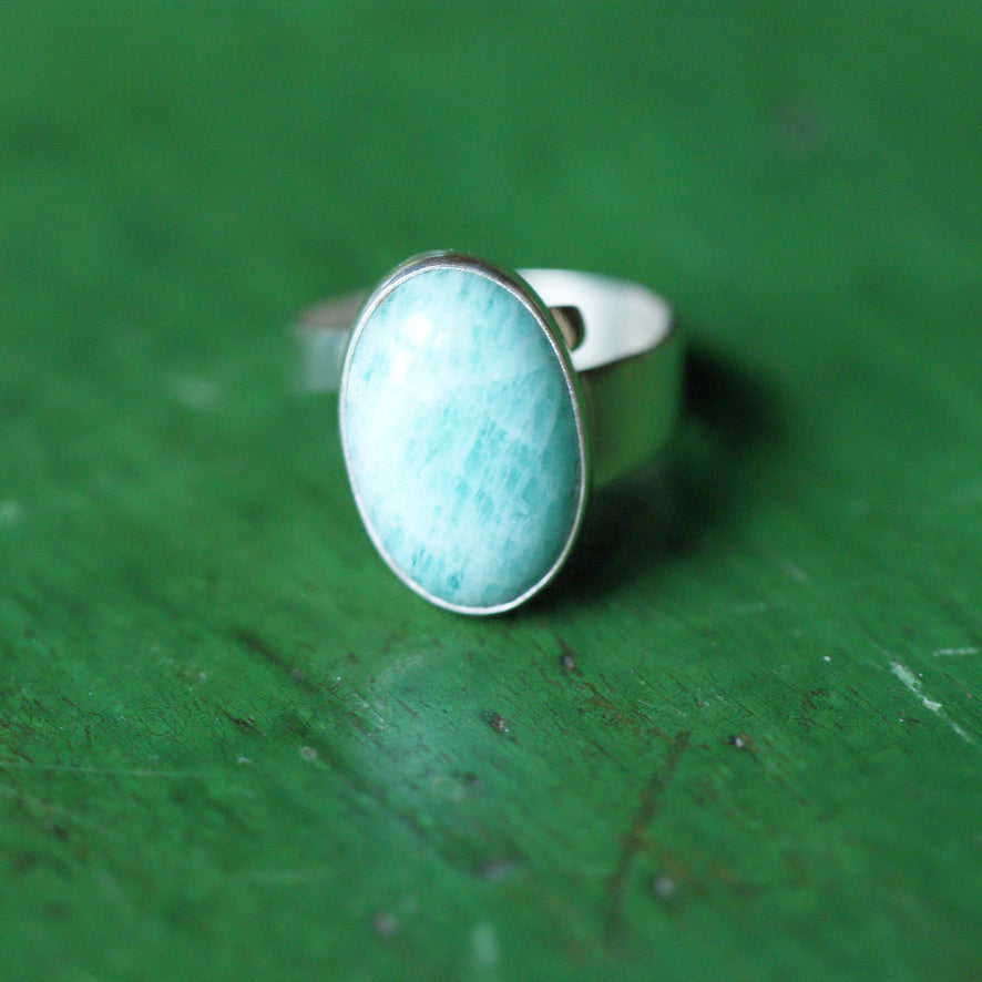 Adjustable Amazonite Rings  Zinnia Folk Arts   