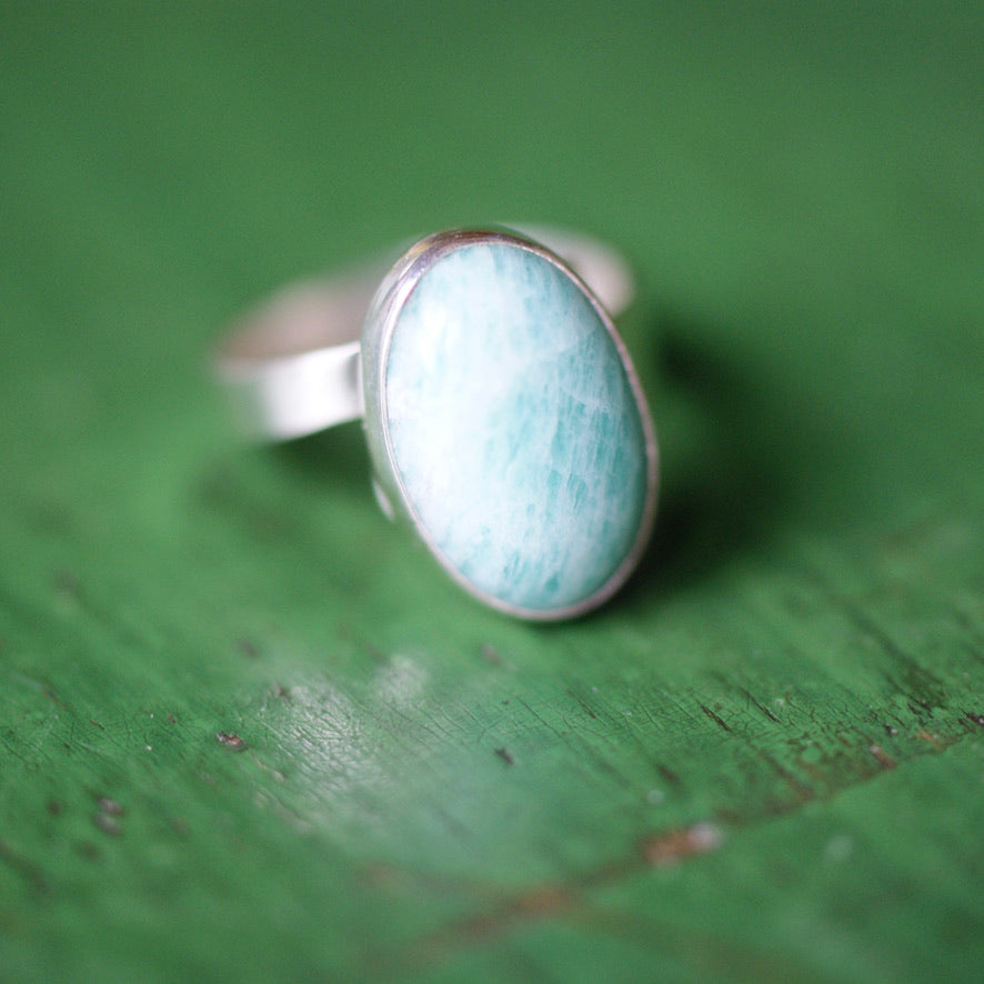 Adjustable Amazonite Rings  Zinnia Folk Arts   