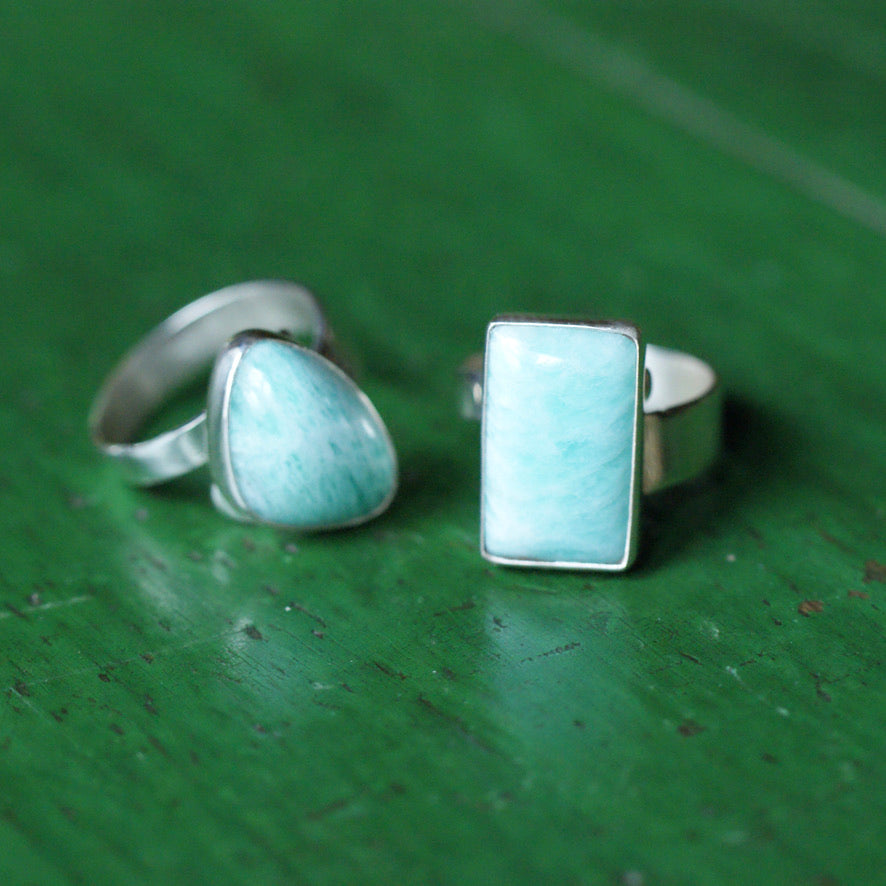Adjustable Amazonite Rings  Zinnia Folk Arts   