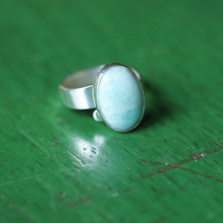 Adjustable Amazonite Rings  Zinnia Folk Arts   