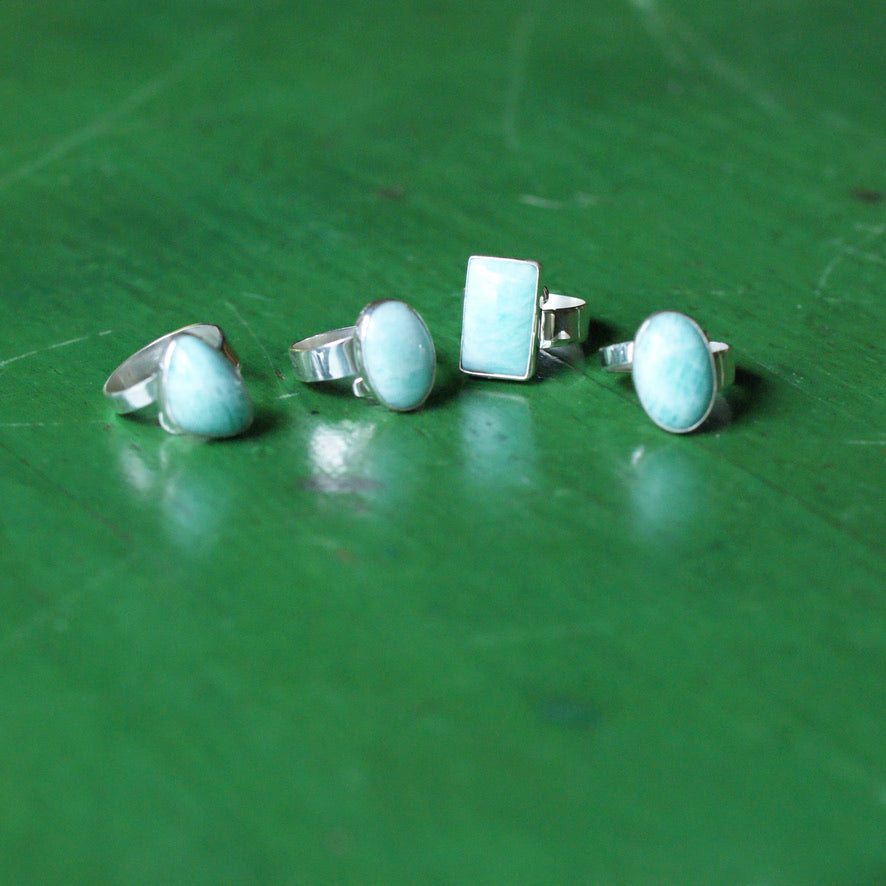 Adjustable Amazonite Rings  Zinnia Folk Arts   