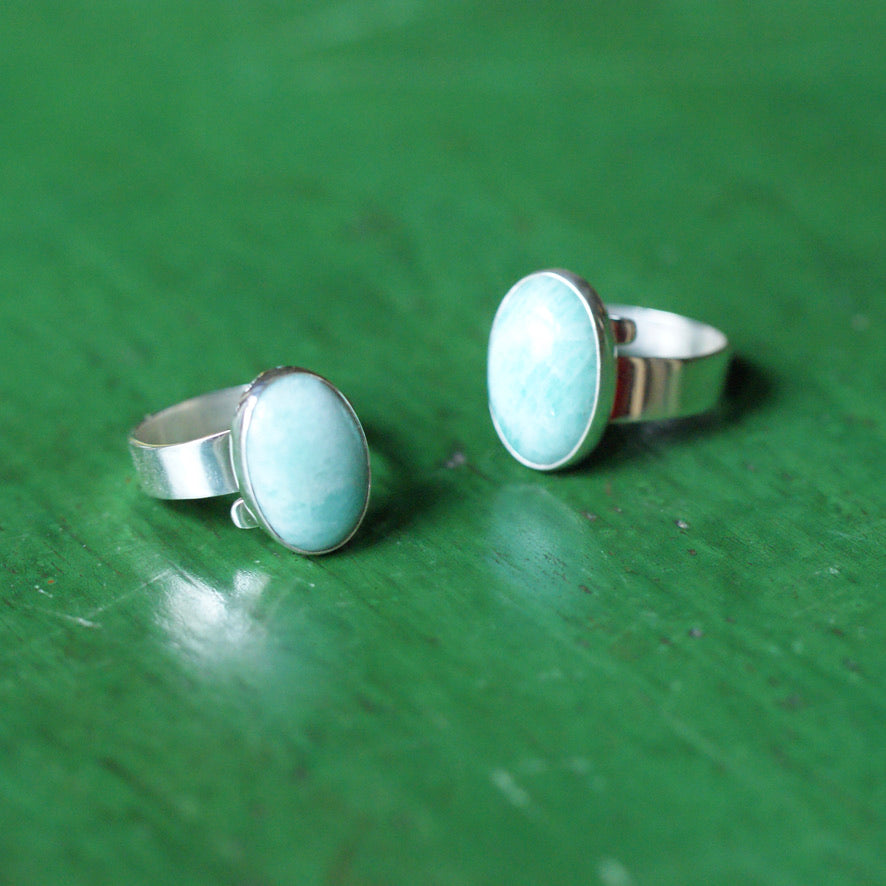 Adjustable Amazonite Rings  Zinnia Folk Arts   