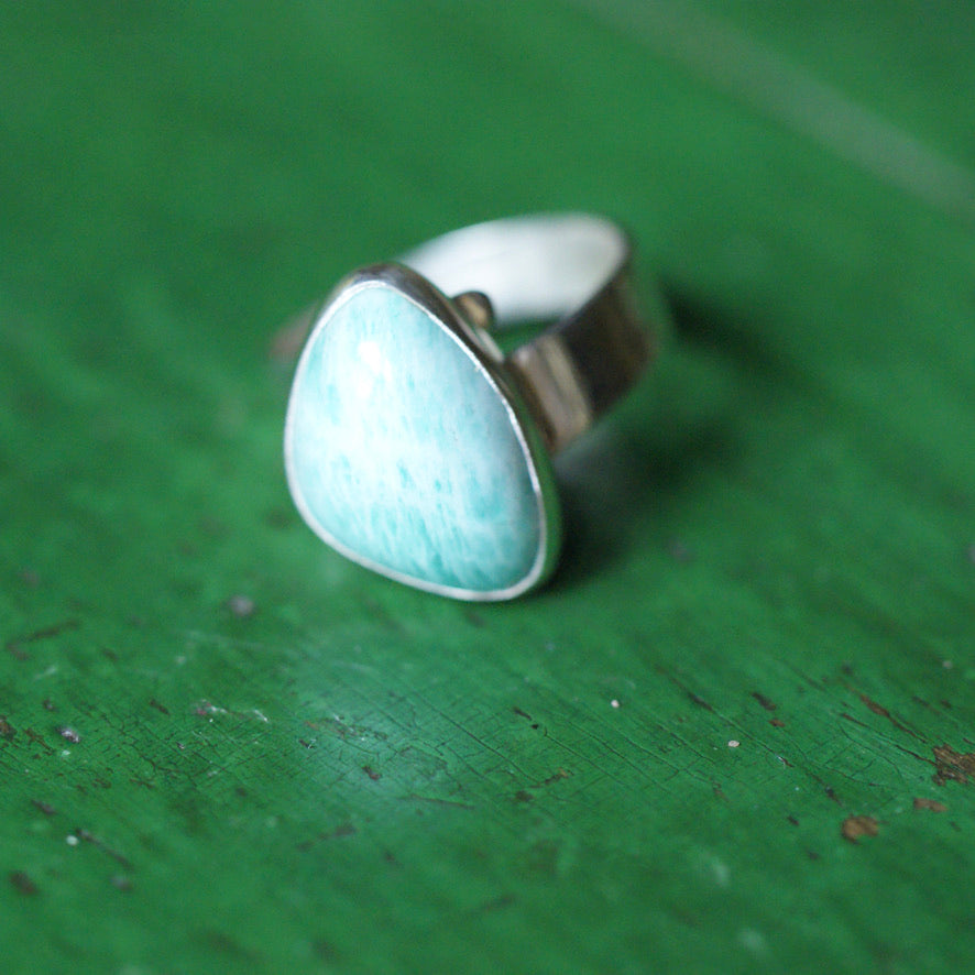 Adjustable Amazonite Rings  Zinnia Folk Arts Abstract  