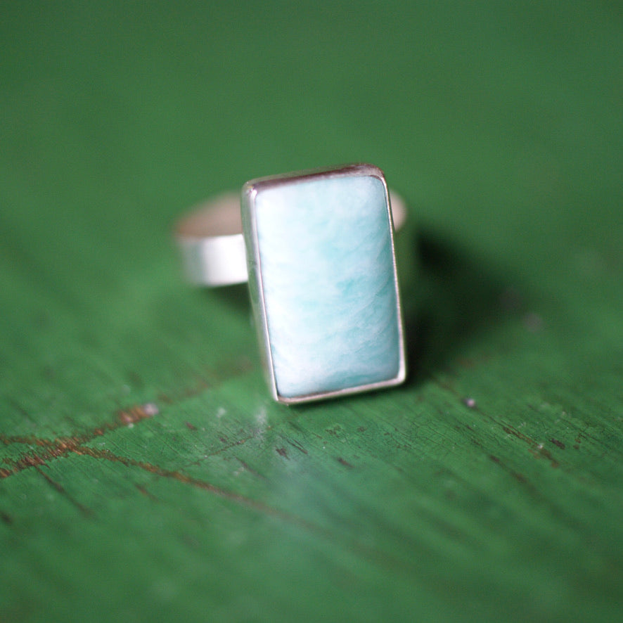 Adjustable Amazonite Rings  Zinnia Folk Arts Rectangular  