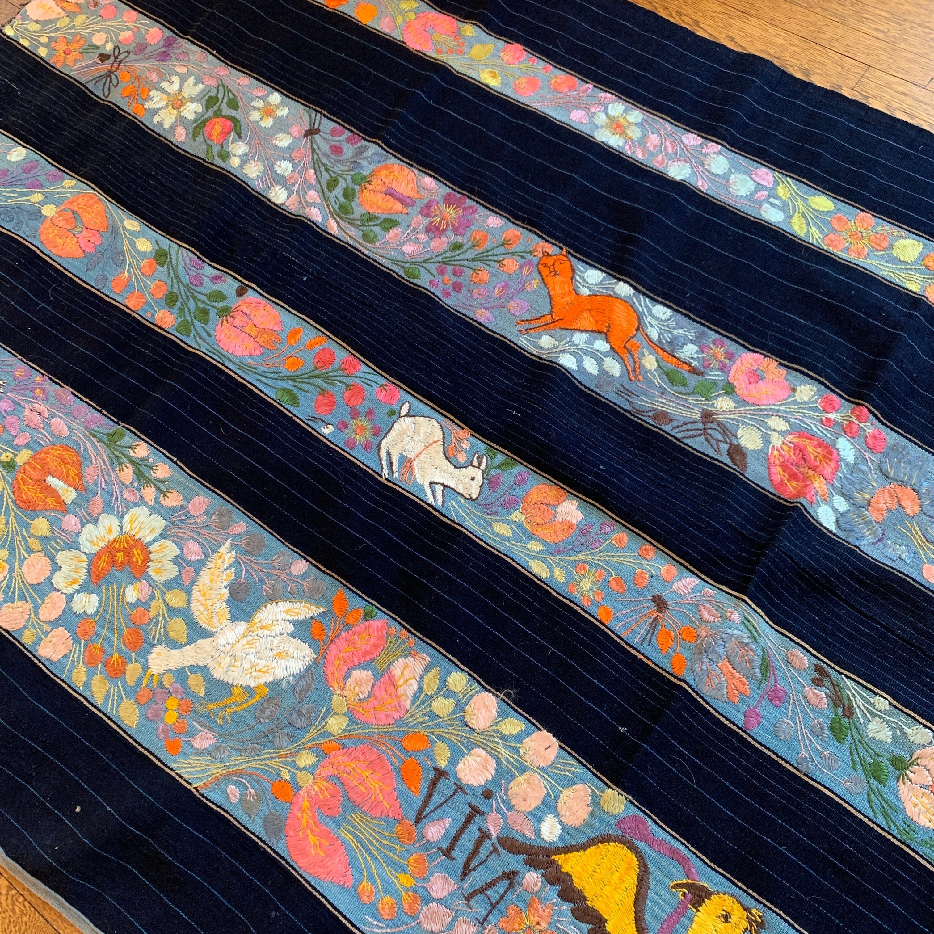 Authentic Vintage Hand Embroidered Skirt/Corte from Michoacán textiles Zinnia Folk Arts 