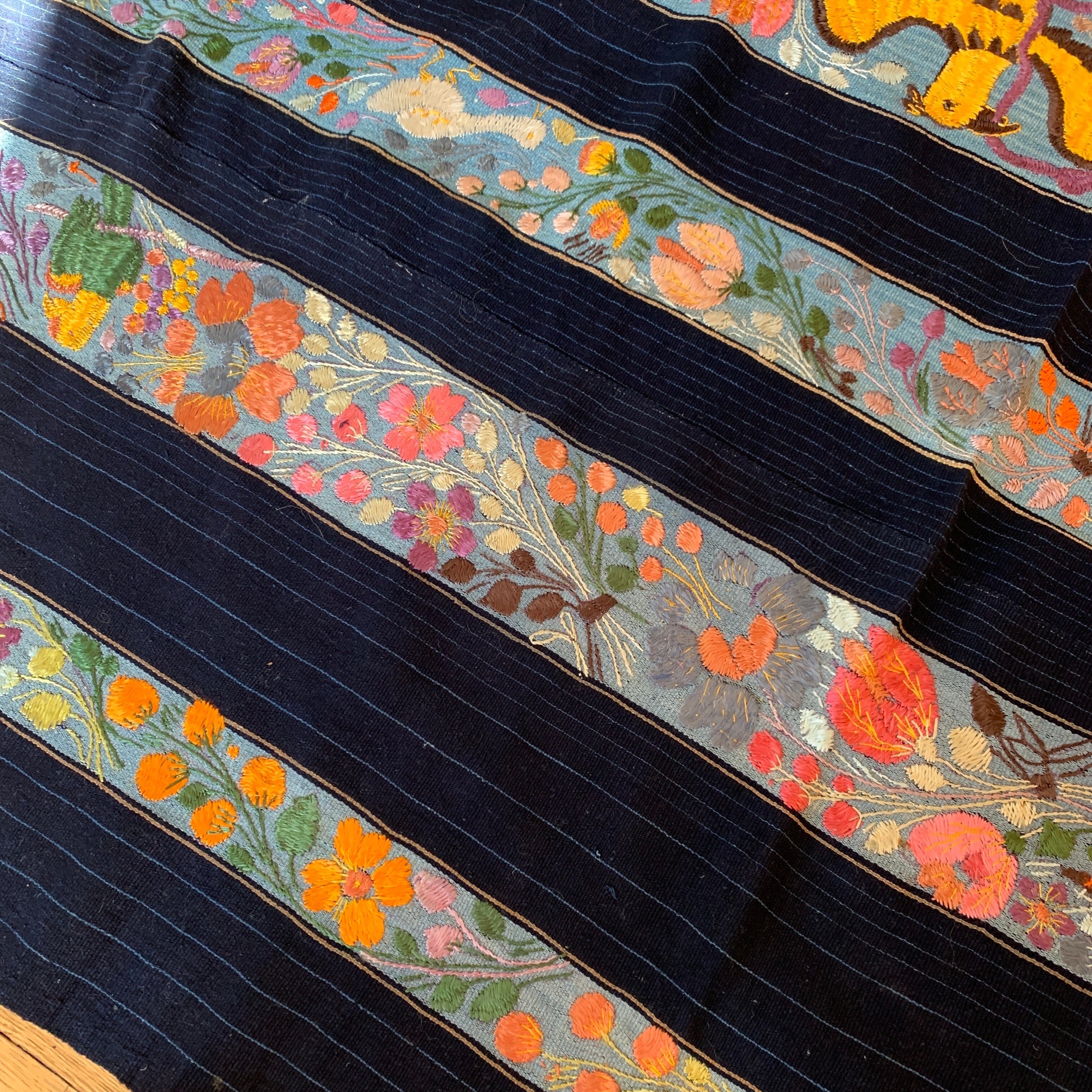 Authentic Vintage Hand Embroidered Skirt/Corte from Michoacán textiles Zinnia Folk Arts 