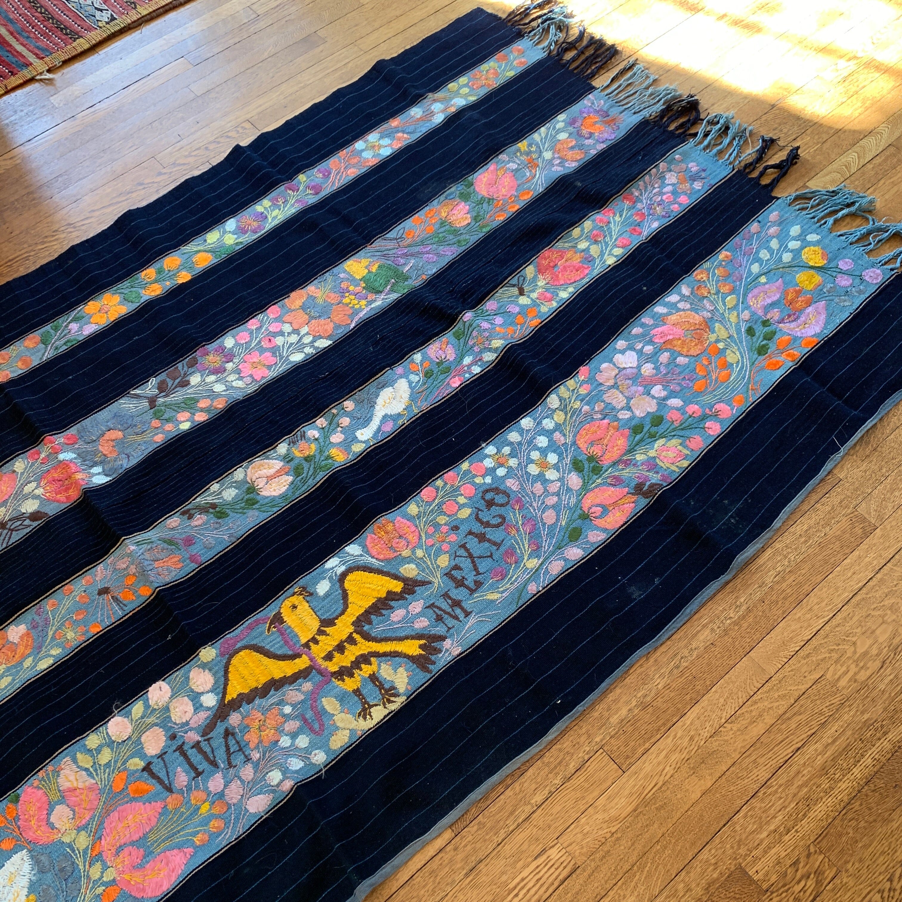 Authentic Vintage Hand Embroidered Skirt/Corte from Michoacán textiles Zinnia Folk Arts 