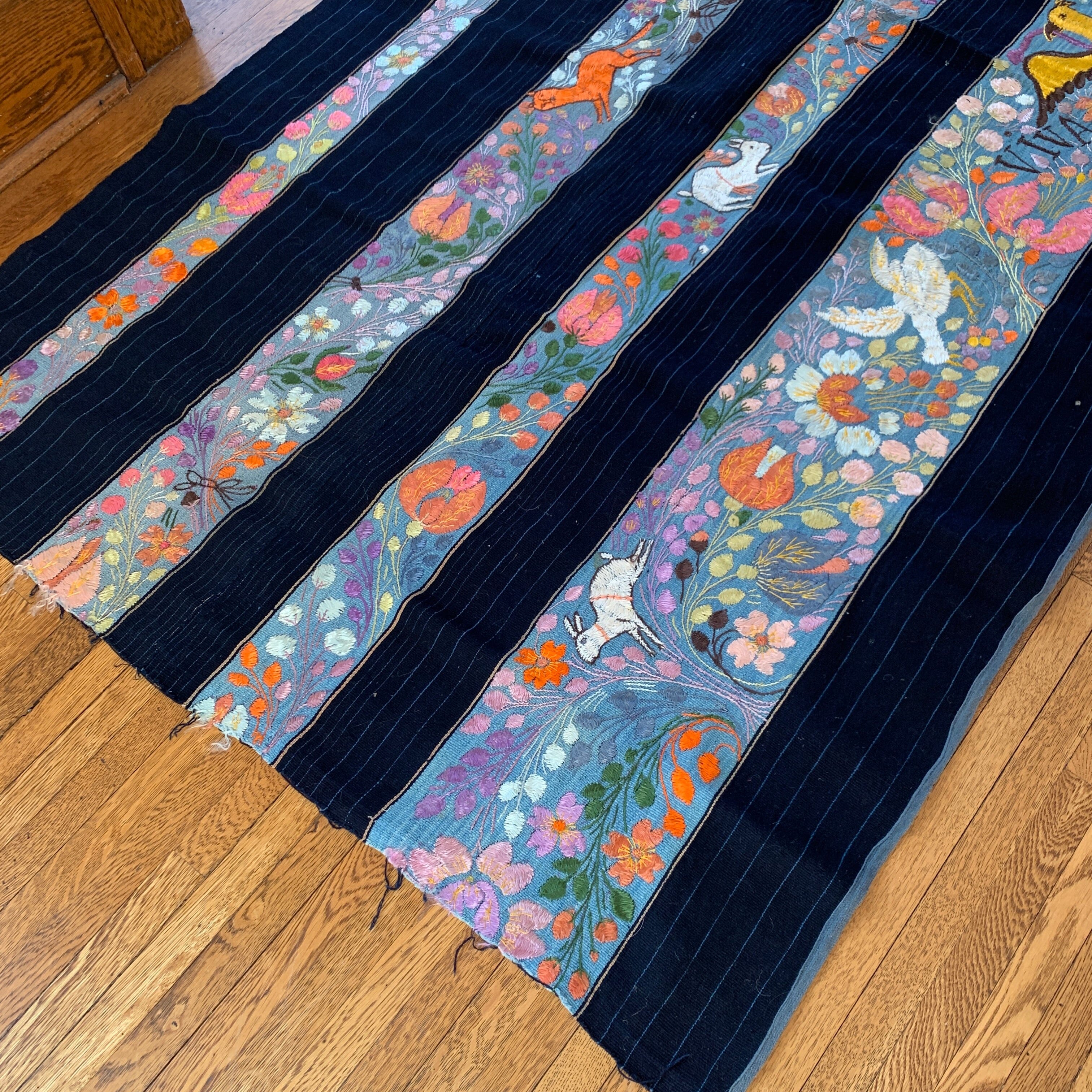 Authentic Vintage Hand Embroidered Skirt/Corte from Michoacán textiles Zinnia Folk Arts 