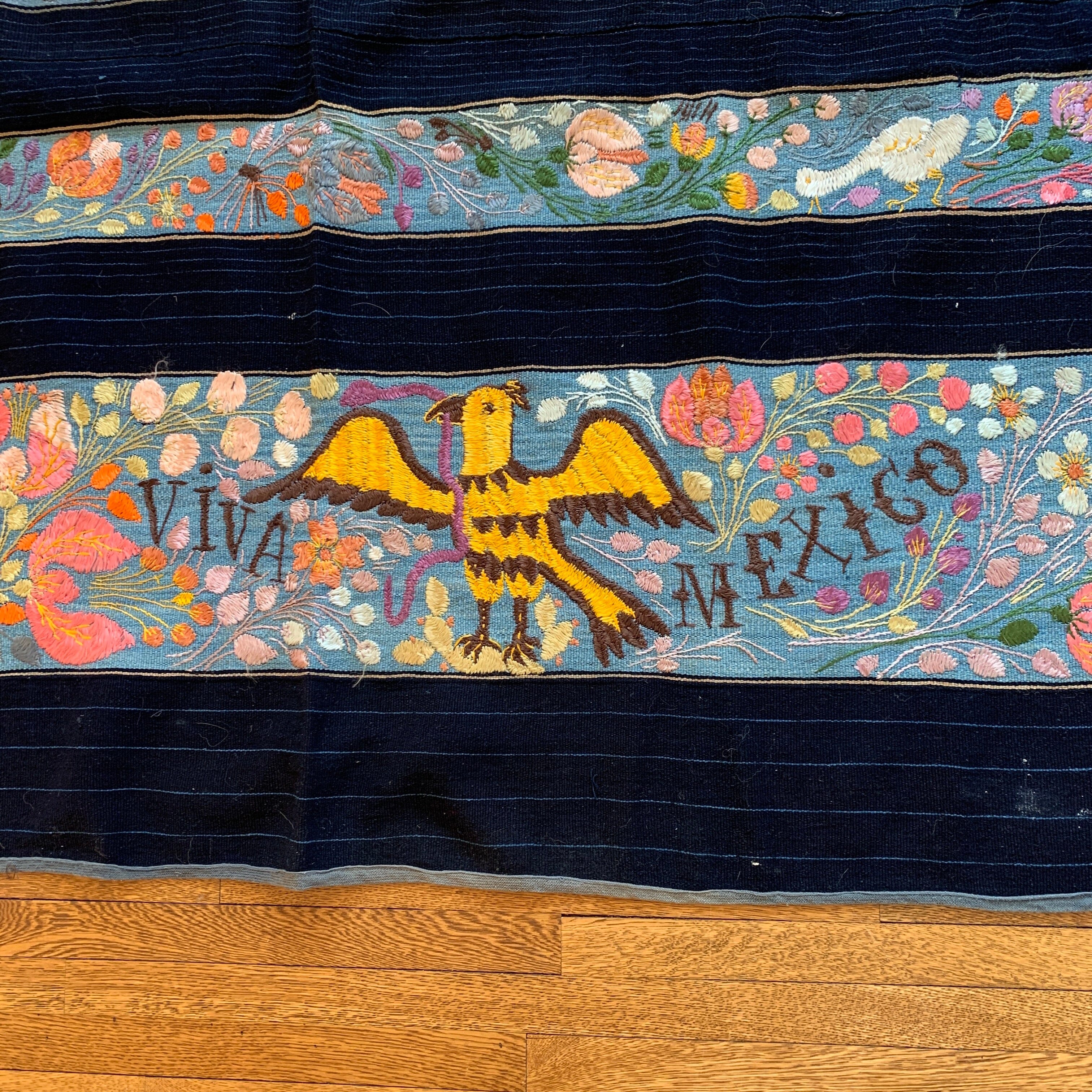 Authentic Vintage Hand Embroidered Skirt/Corte from Michoacán textiles Zinnia Folk Arts 