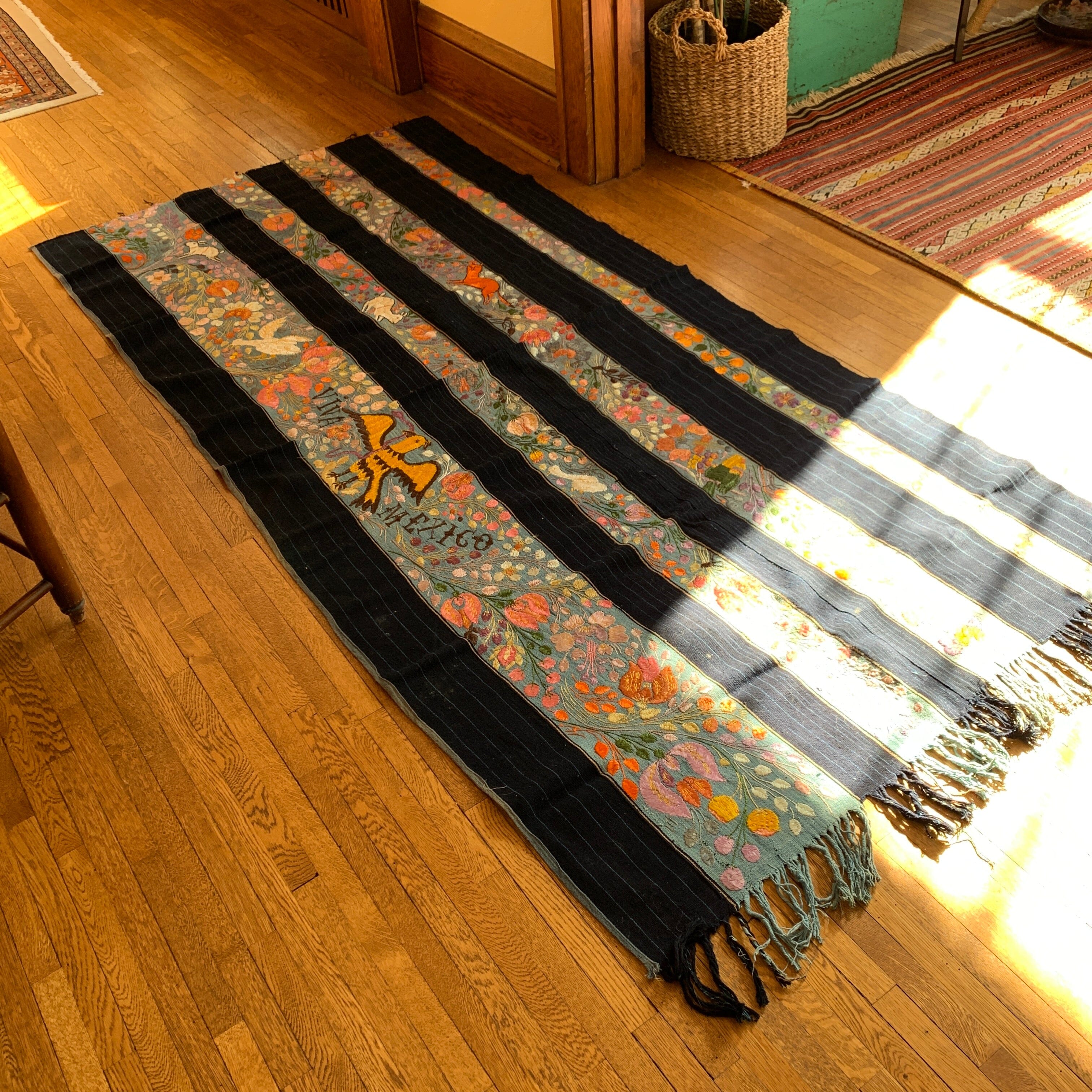 Authentic Vintage Hand Embroidered Skirt/Corte from Michoacán textiles Zinnia Folk Arts 