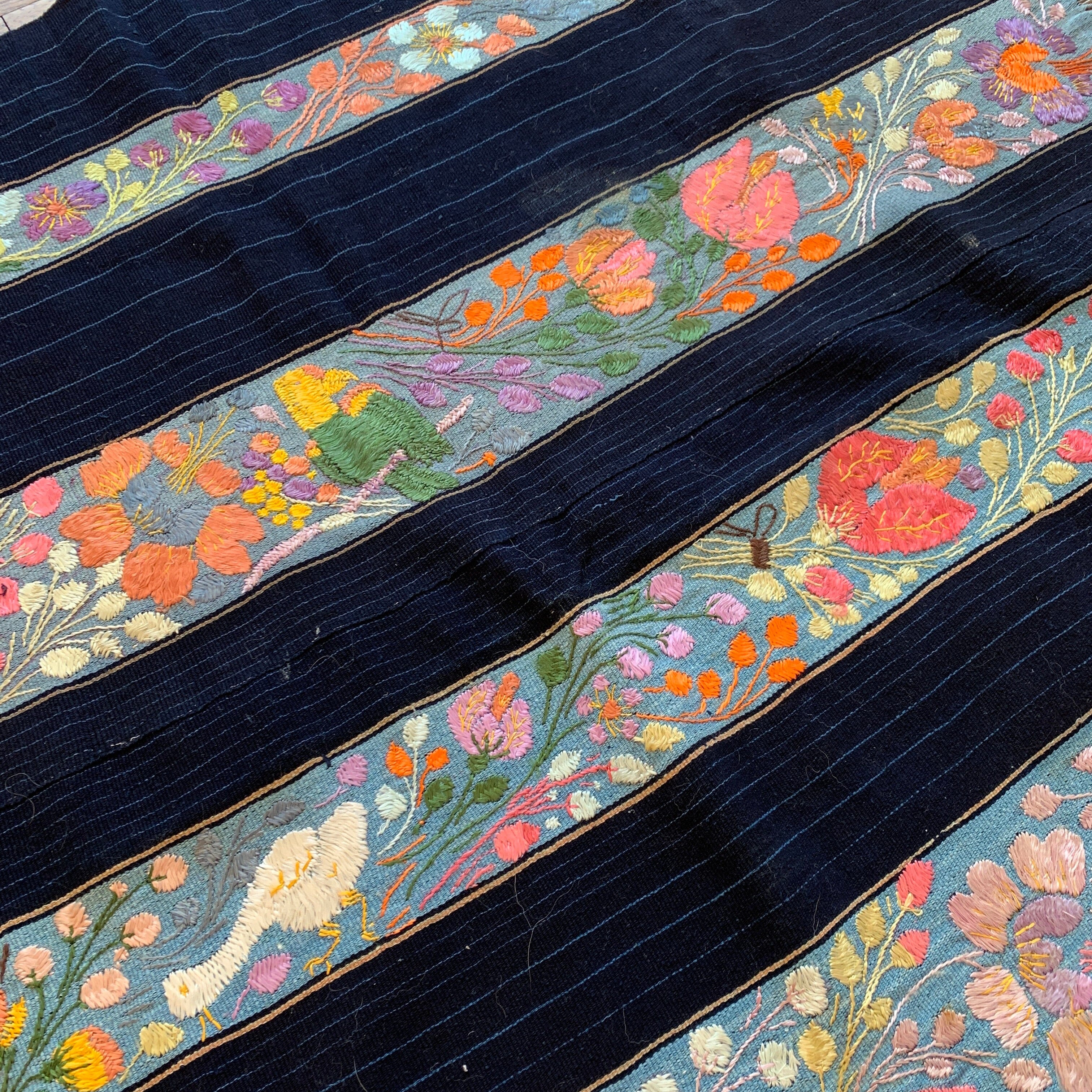 Authentic Vintage Hand Embroidered Skirt/Corte from Michoacán textiles Zinnia Folk Arts 