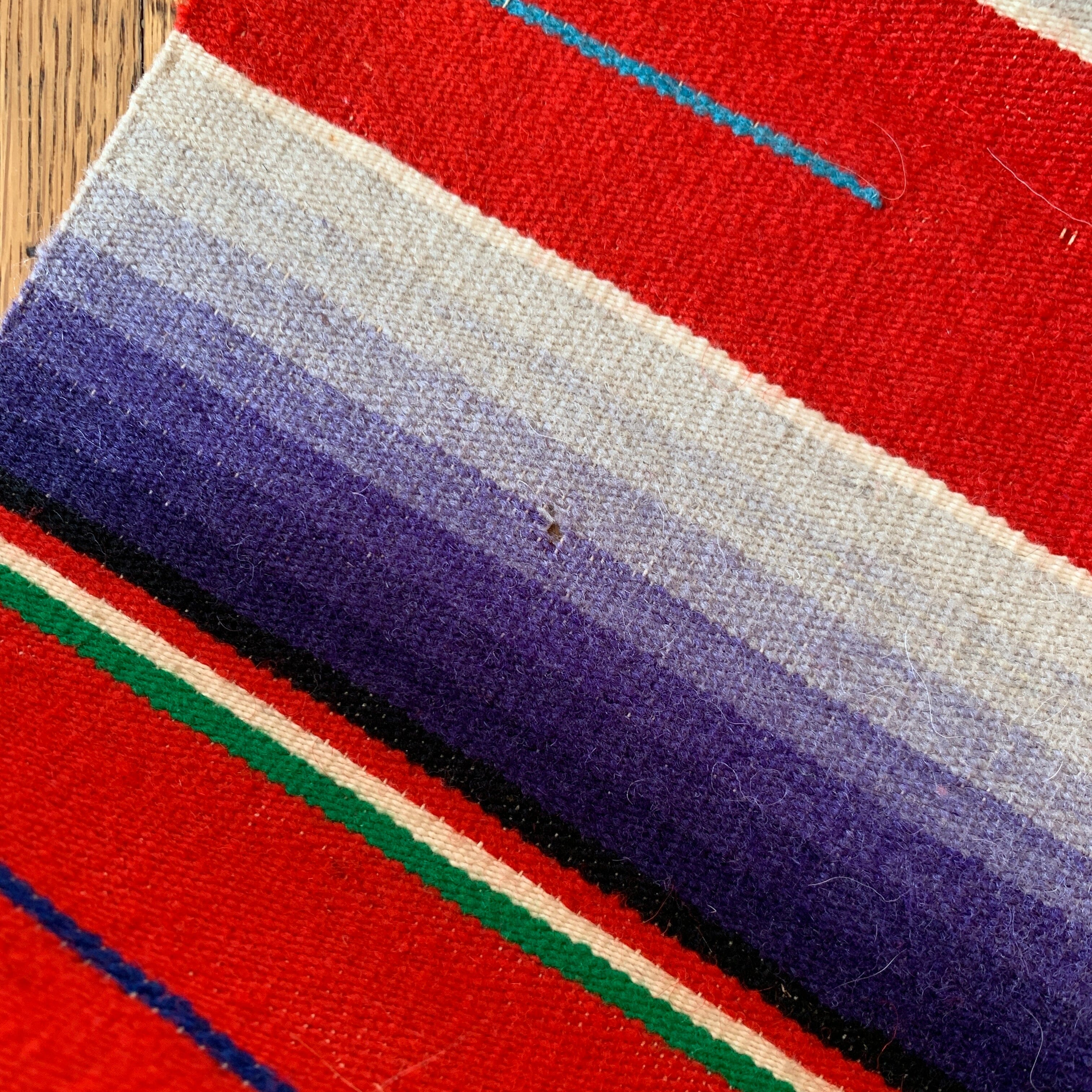 Authentic Vintage Saltillo Blanket, Red textiles Zinnia Folk Arts 