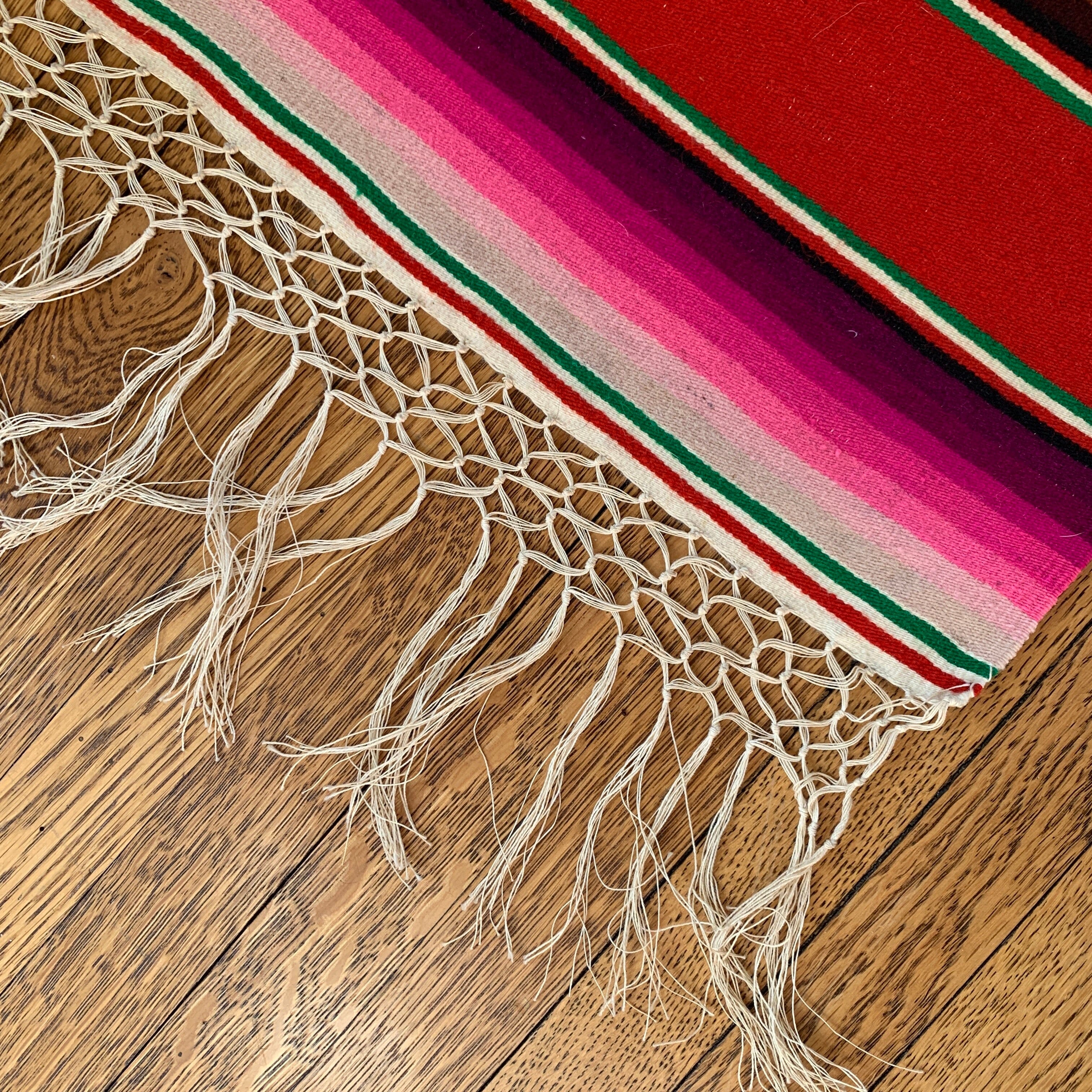 Authentic Vintage Saltillo Blanket, Red textiles Zinnia Folk Arts 