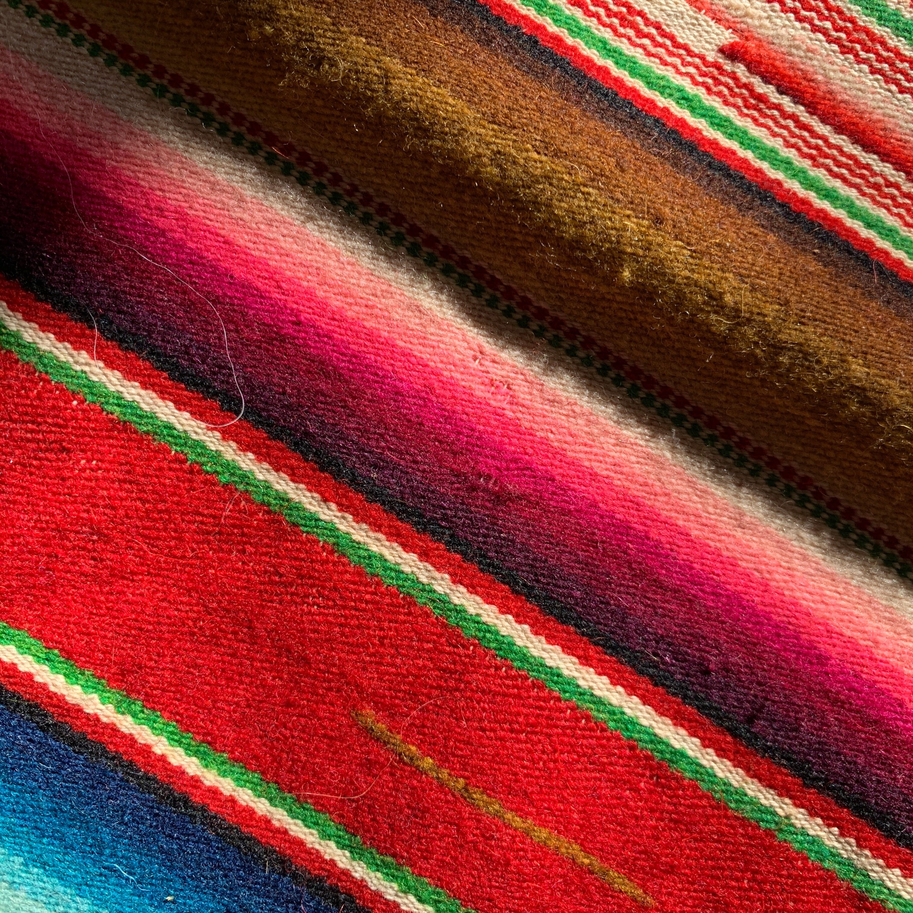 Authentic Vintage Saltillo Runner, Red textiles Zinnia Folk Arts 