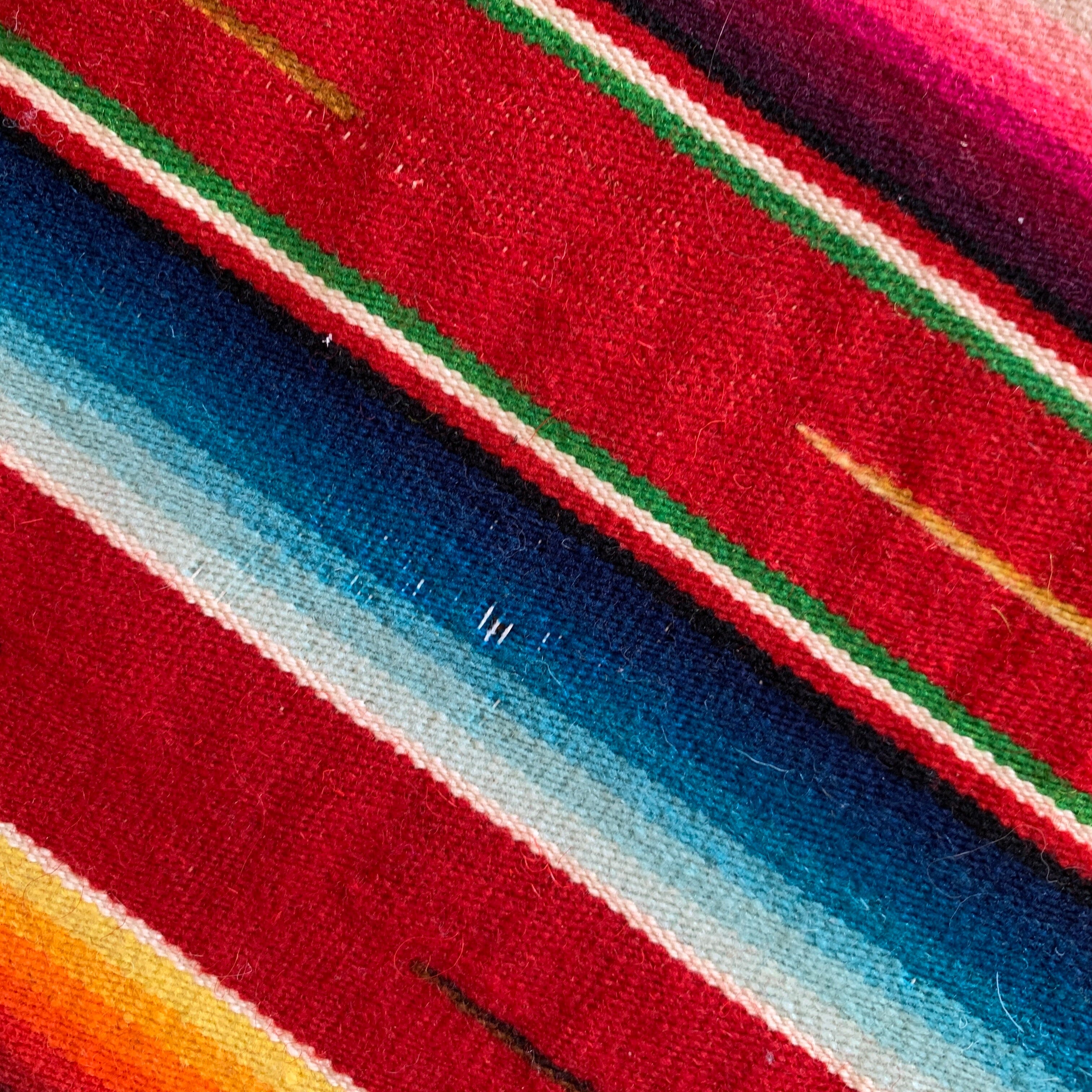 Authentic Vintage Saltillo Runner, Red textiles Zinnia Folk Arts 