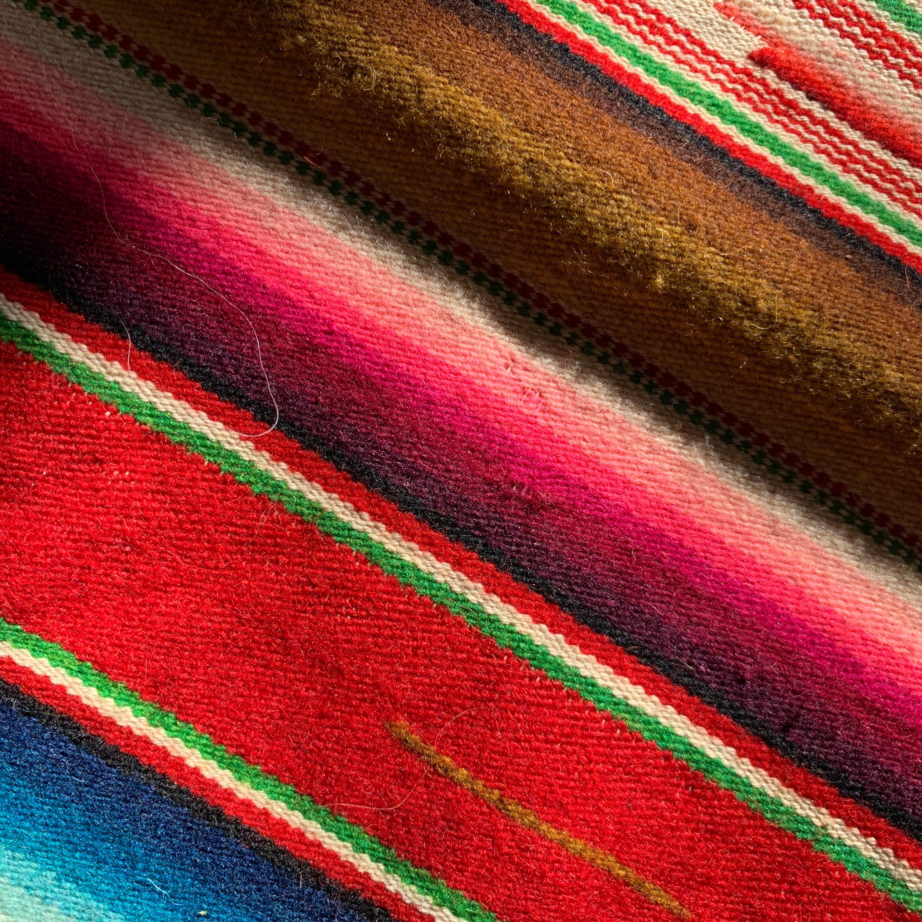 Authentic Vintage Saltillo Runner, Red textiles Zinnia Folk Arts 