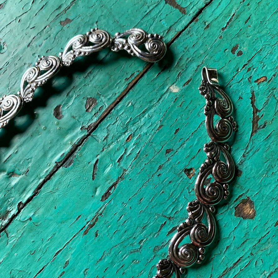 Baby Margot Replica, Sterling Silver Necklace, Bracelet, Earrings Jewelry Zinnia Folk Arts   