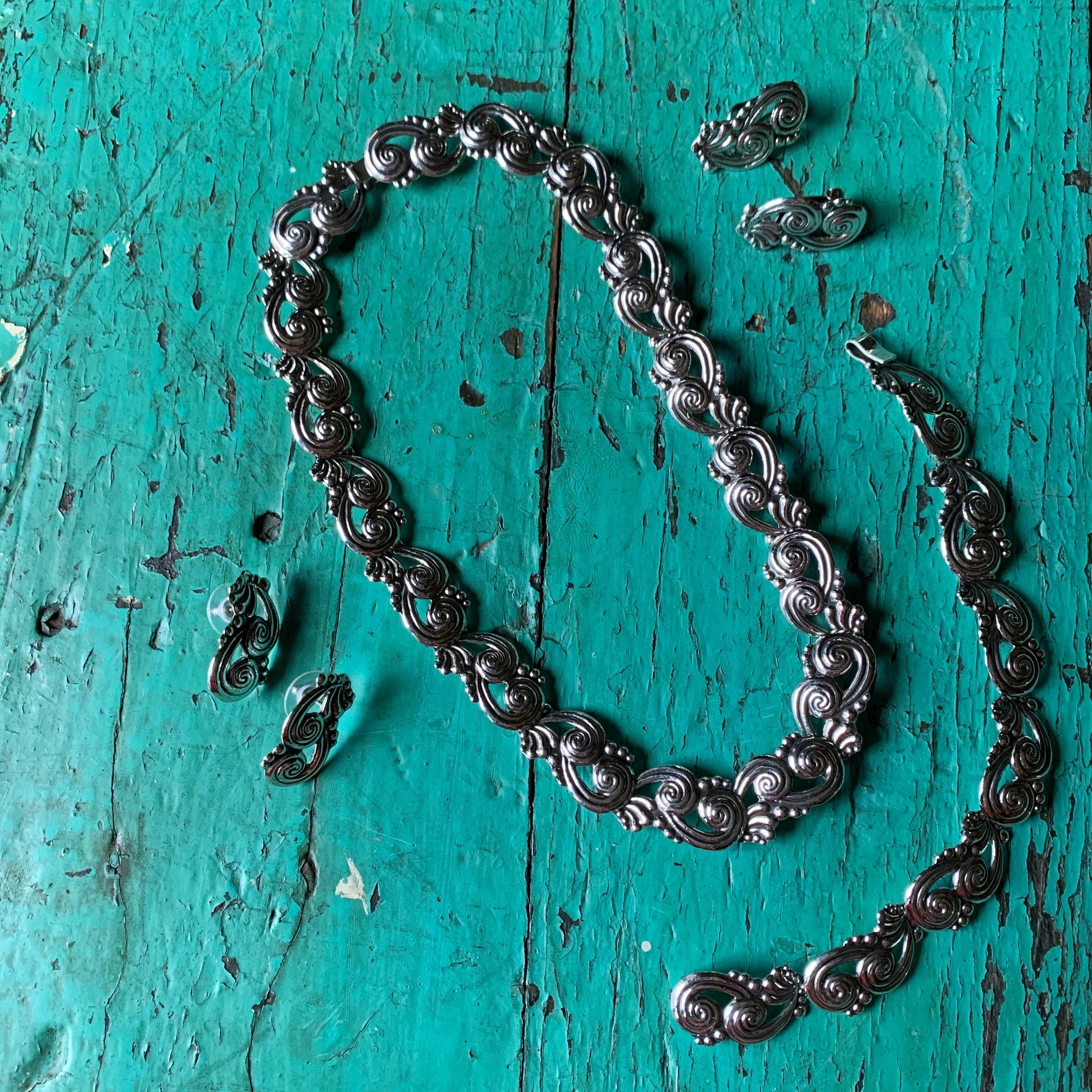 Baby Margot Replica, Sterling Silver Necklace, Bracelet, Earrings Jewelry Zinnia Folk Arts   