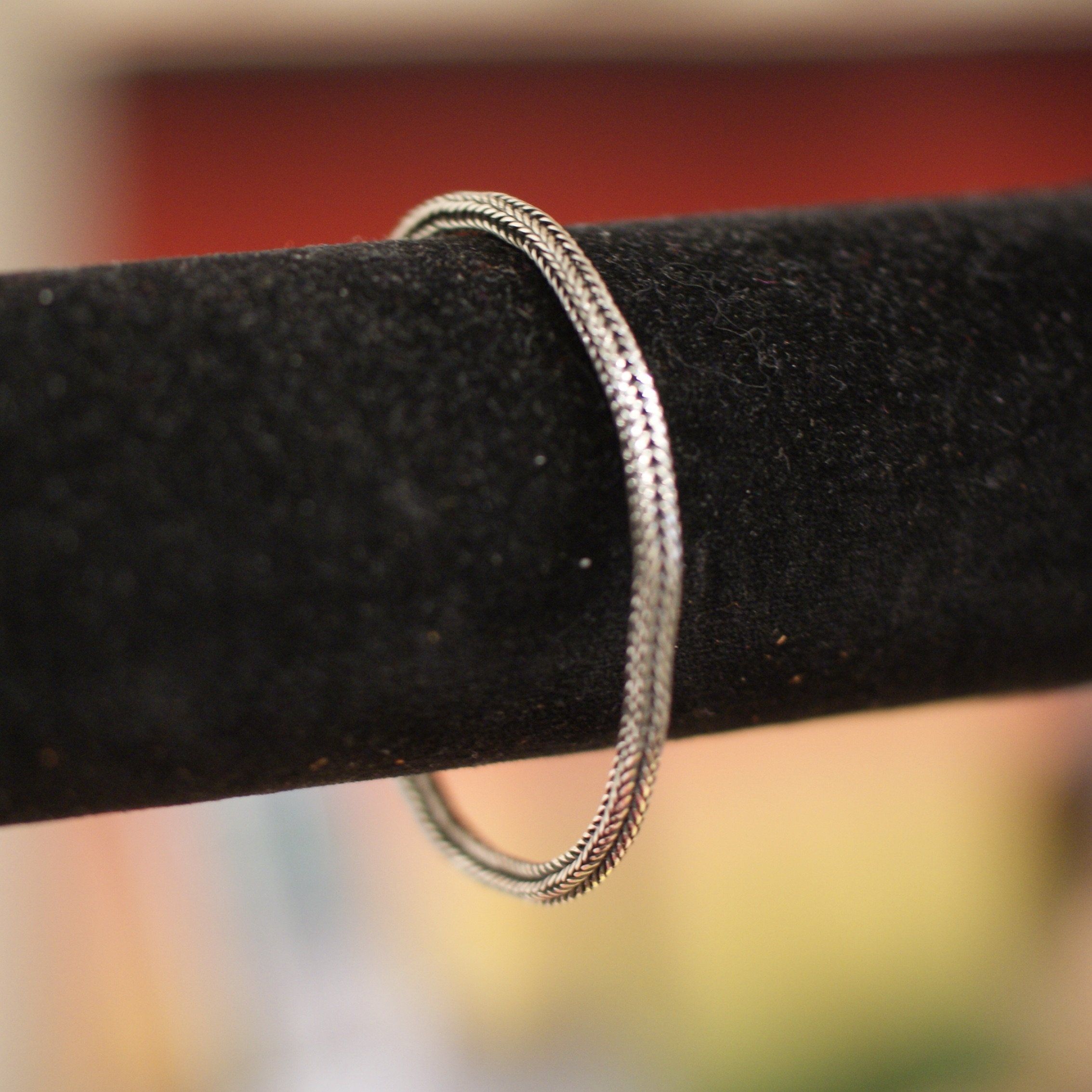 Bali Square Woven Sterling Silver Chain Bracelet with Lobster Closure Jewelry Zinnia Folk Arts   