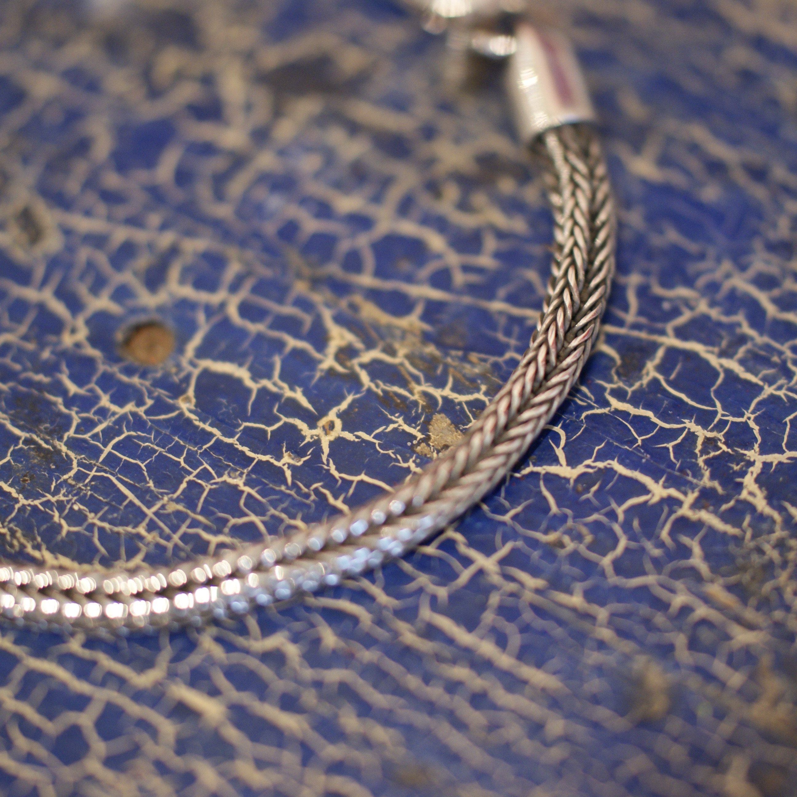 Bali Square Woven Sterling Silver Chain Bracelet with Lobster Closure Jewelry Zinnia Folk Arts   