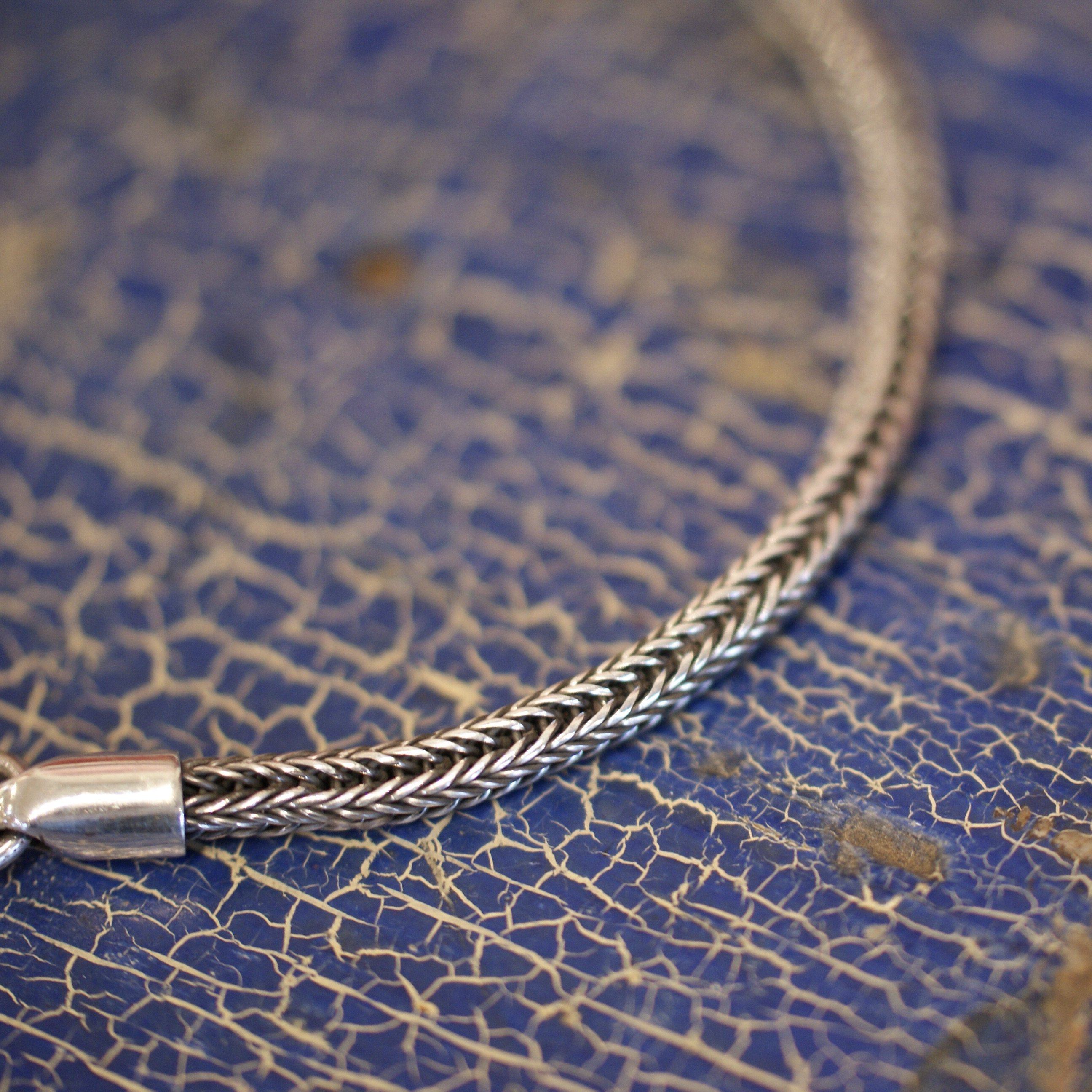 Bali Square Woven Sterling Silver Chain Bracelet with Lobster Closure Jewelry Zinnia Folk Arts   