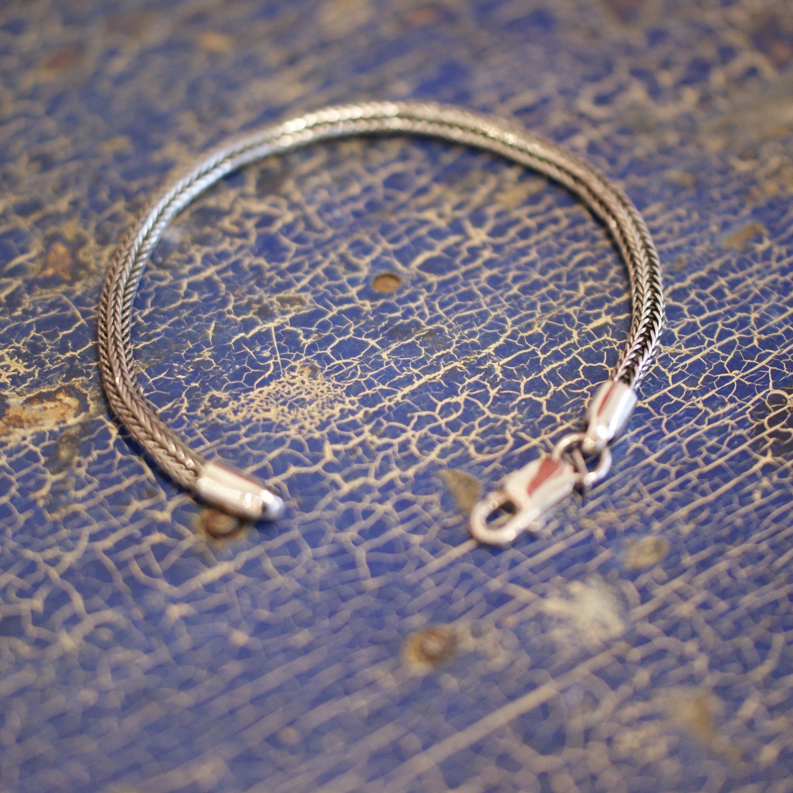 Bali Square Woven Sterling Silver Chain Bracelet with Lobster Closure Jewelry Zinnia Folk Arts   