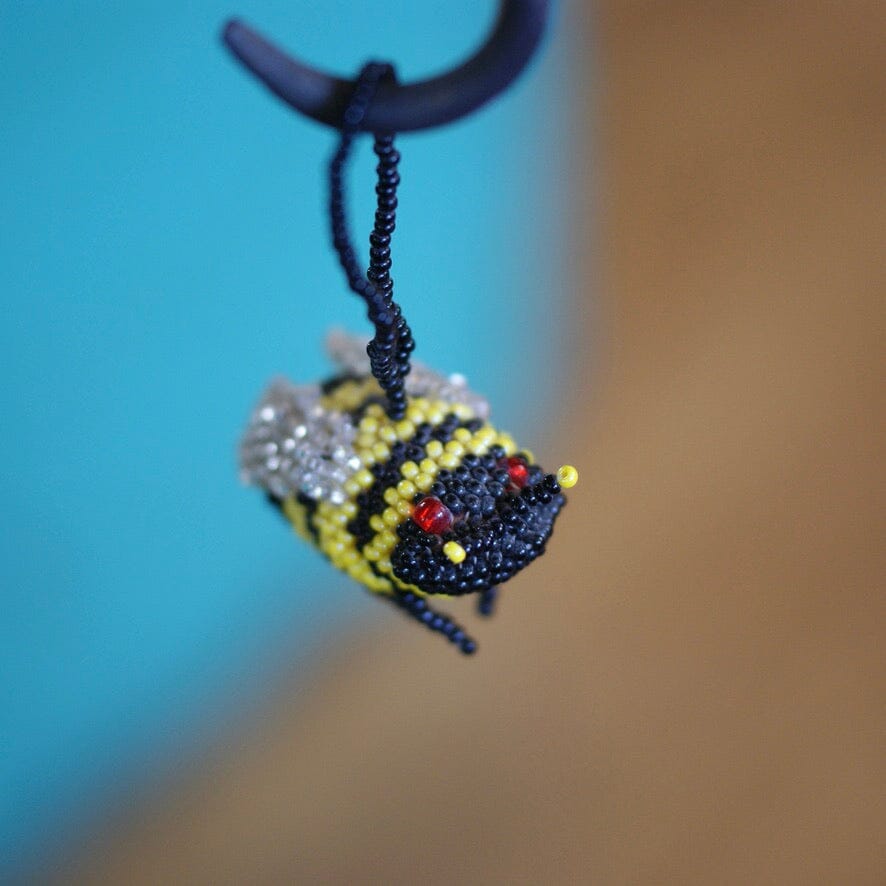Beaded Bee Ornaments  Zinnia Folk Arts Bee-red eyes  