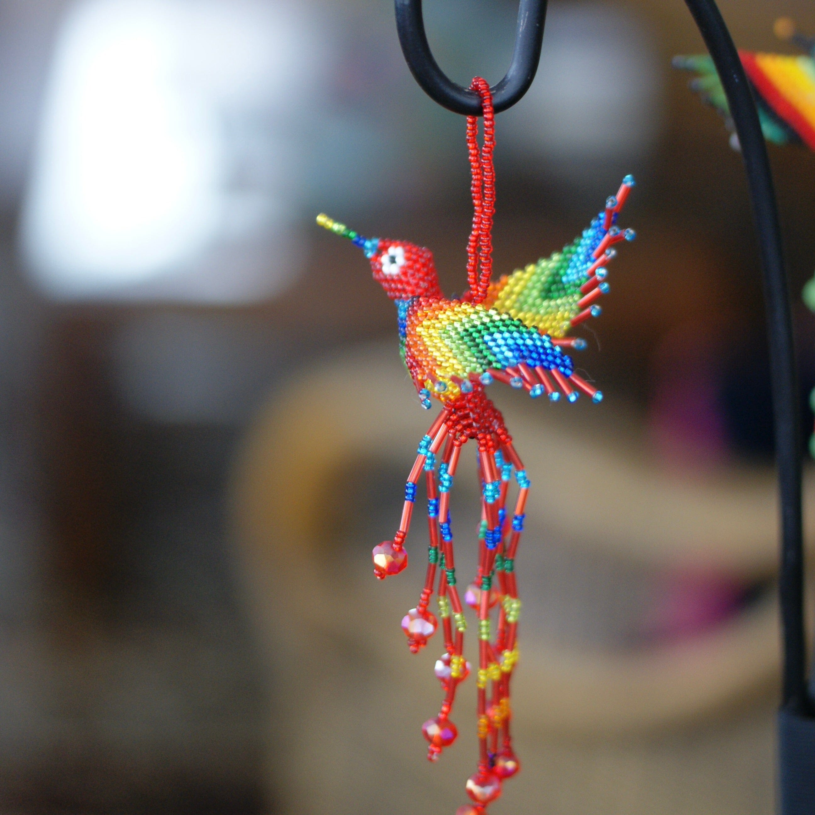 Beaded Hummingbirds  Zinnia Folk Arts Red  