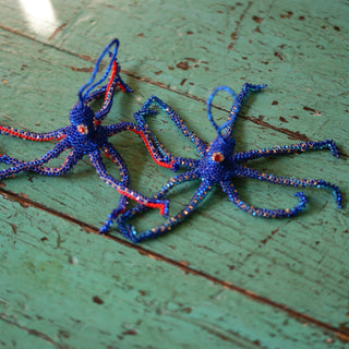 Beaded Octopus Ornaments, Not Neon  Zinnia Folk Arts   