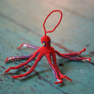 Beaded Octopus Ornaments, Not Neon  Zinnia Folk Arts   