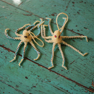 Beaded Octopus Ornaments, Not Neon  Zinnia Folk Arts   