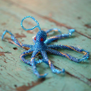 Beaded Octopus Ornaments, Not Neon  Zinnia Folk Arts   