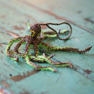 Beaded Octopus Ornaments, Not Neon  Zinnia Folk Arts   