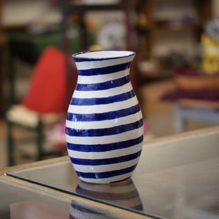 Blue and White Mexican Talavera Flower Vase, Ready to Ship Ceramics Zinnia Folk Arts   