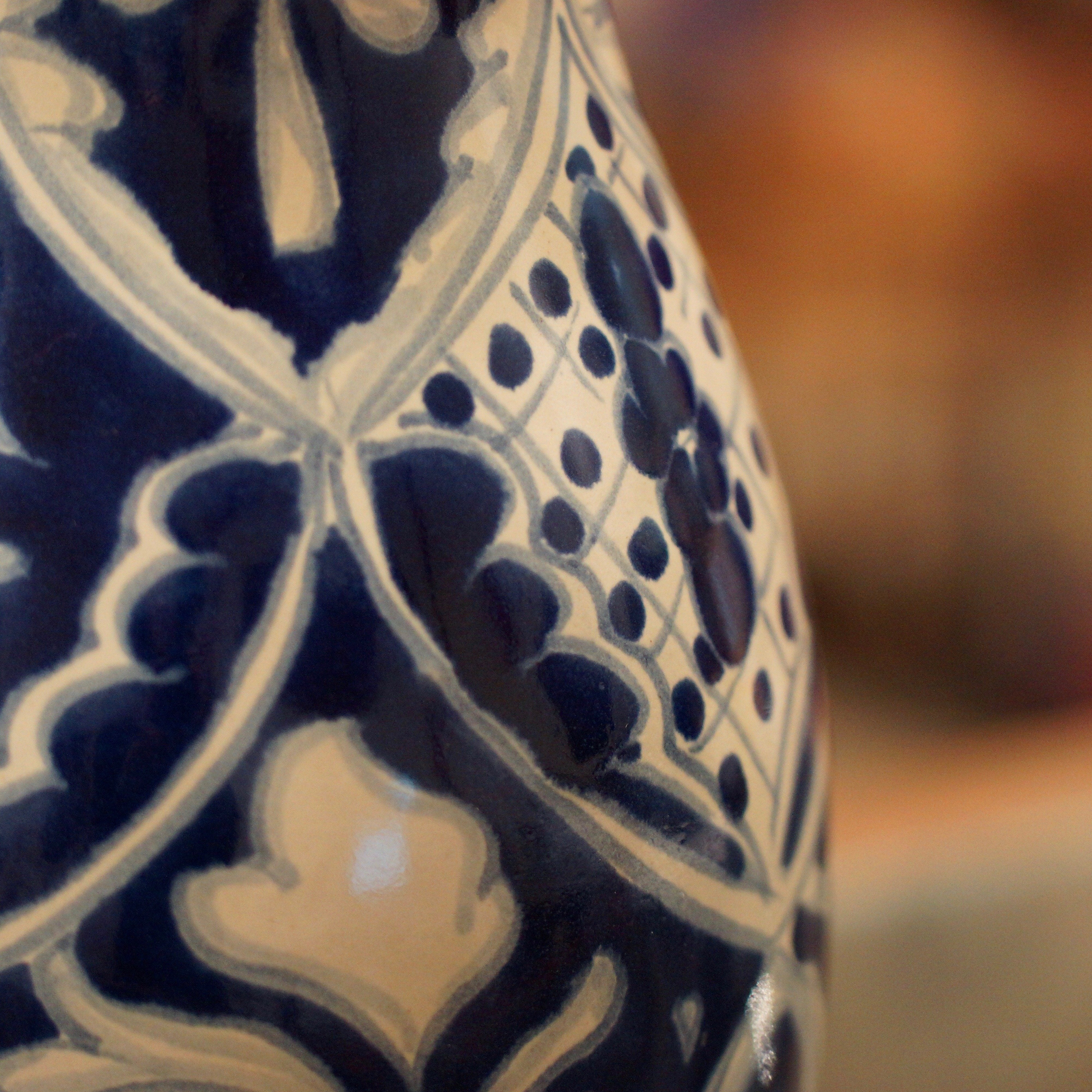 Blue and White Mexican Talavera Flower Vase, Ready to Ship Ceramics Zinnia Folk Arts   