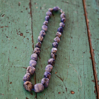 Blue Ceramic Bead Necklace  Zinnia Folk Arts   