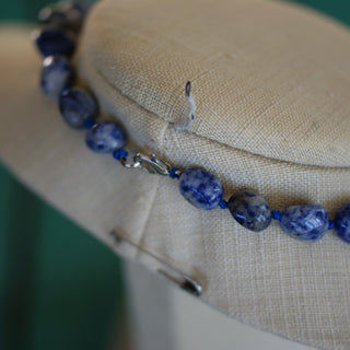 Blue Ceramic Bead Necklace  Zinnia Folk Arts   